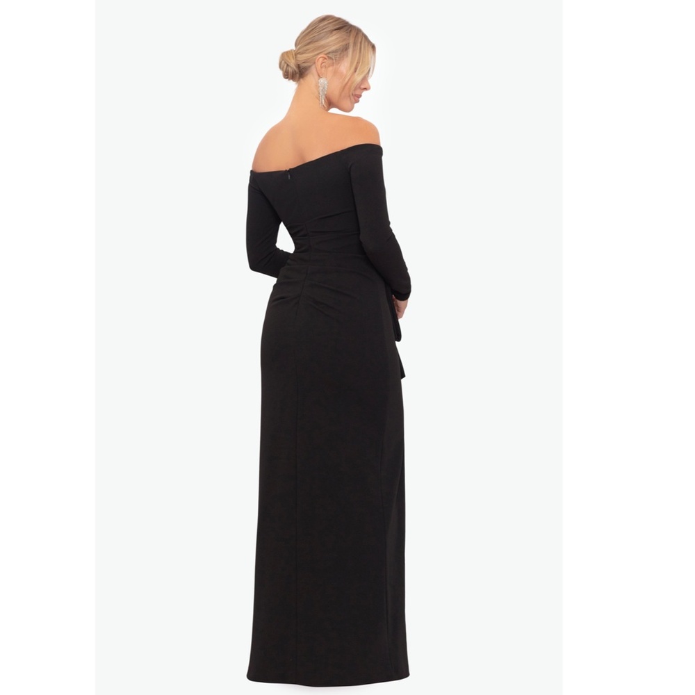 NWT..Xscape Black Off-Shoulder Long Sleeve Evening Gown - Picture 16 of 16